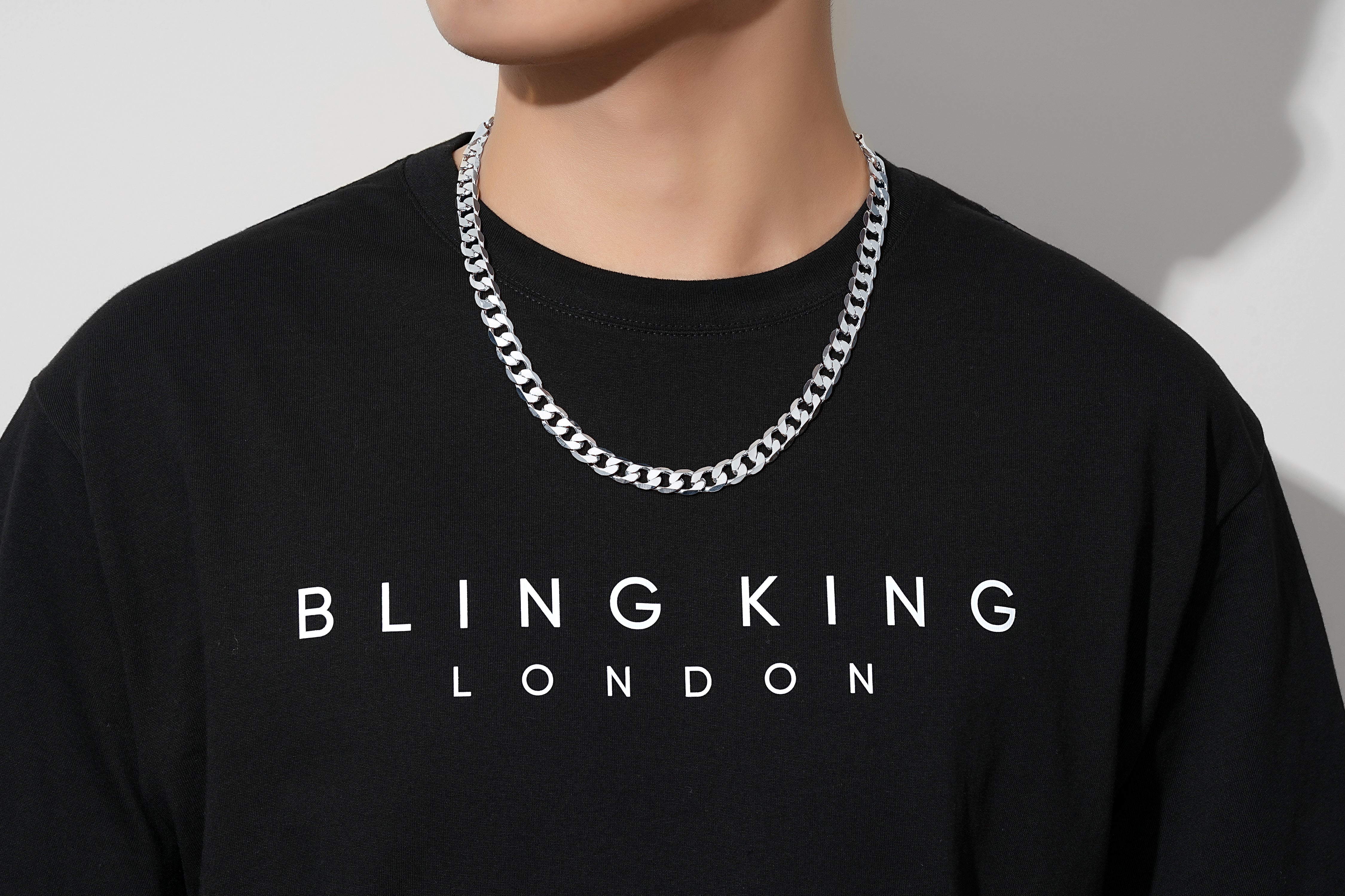 Silver Curb Chain Necklace 9mm - Image 2