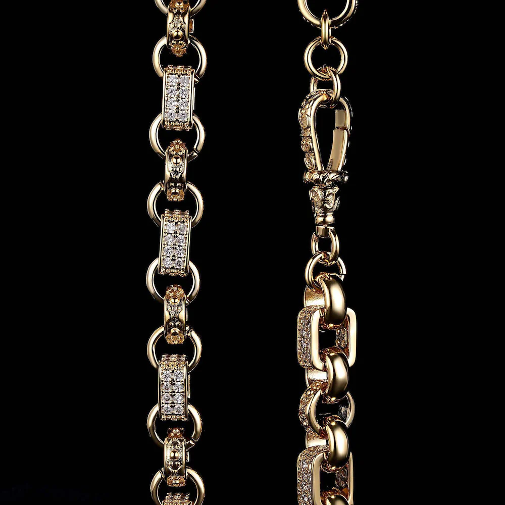 10mm Gold Gypsy Belcher Chain Necklace Albert Clasp 22 Inch - Image 3