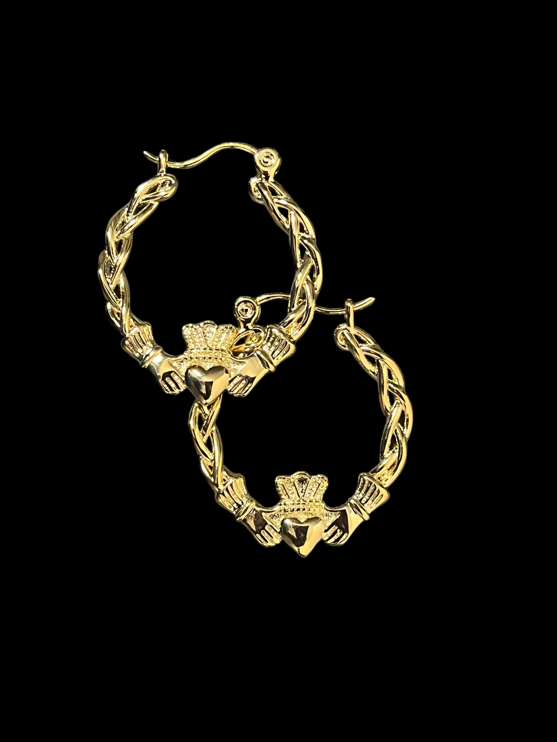 40mm Light Gold Claddagh Hoop Earrings - Image 2