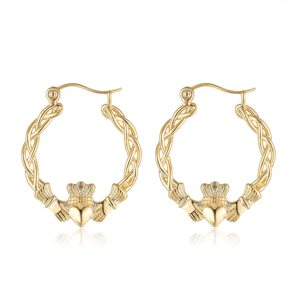 40mm Light Gold Claddagh Hoop Earrings - Image 5