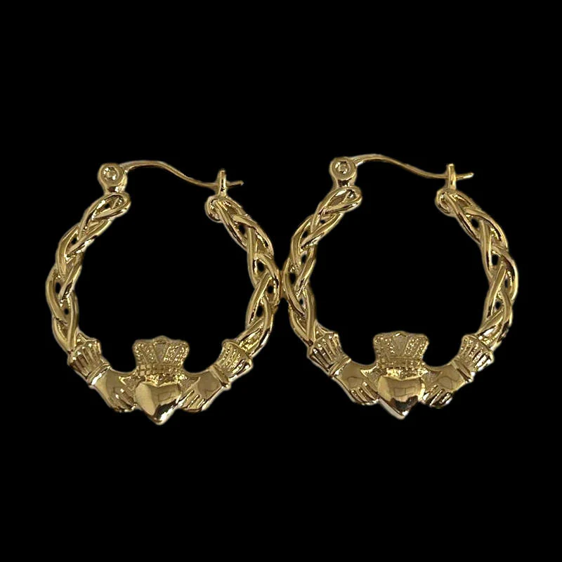 40mm Light Gold Claddagh Hoop Earrings - Image 6