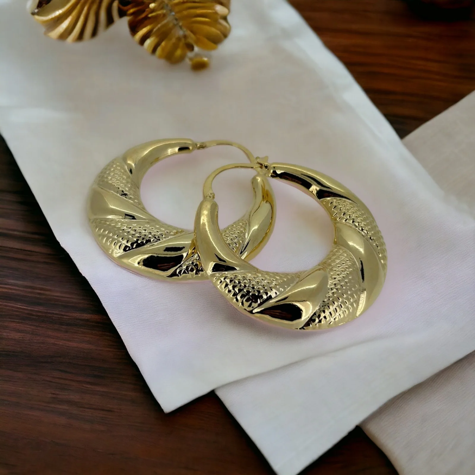 50mm Gold Round Gypsy Hoop Lightweight Earrings - Image 4