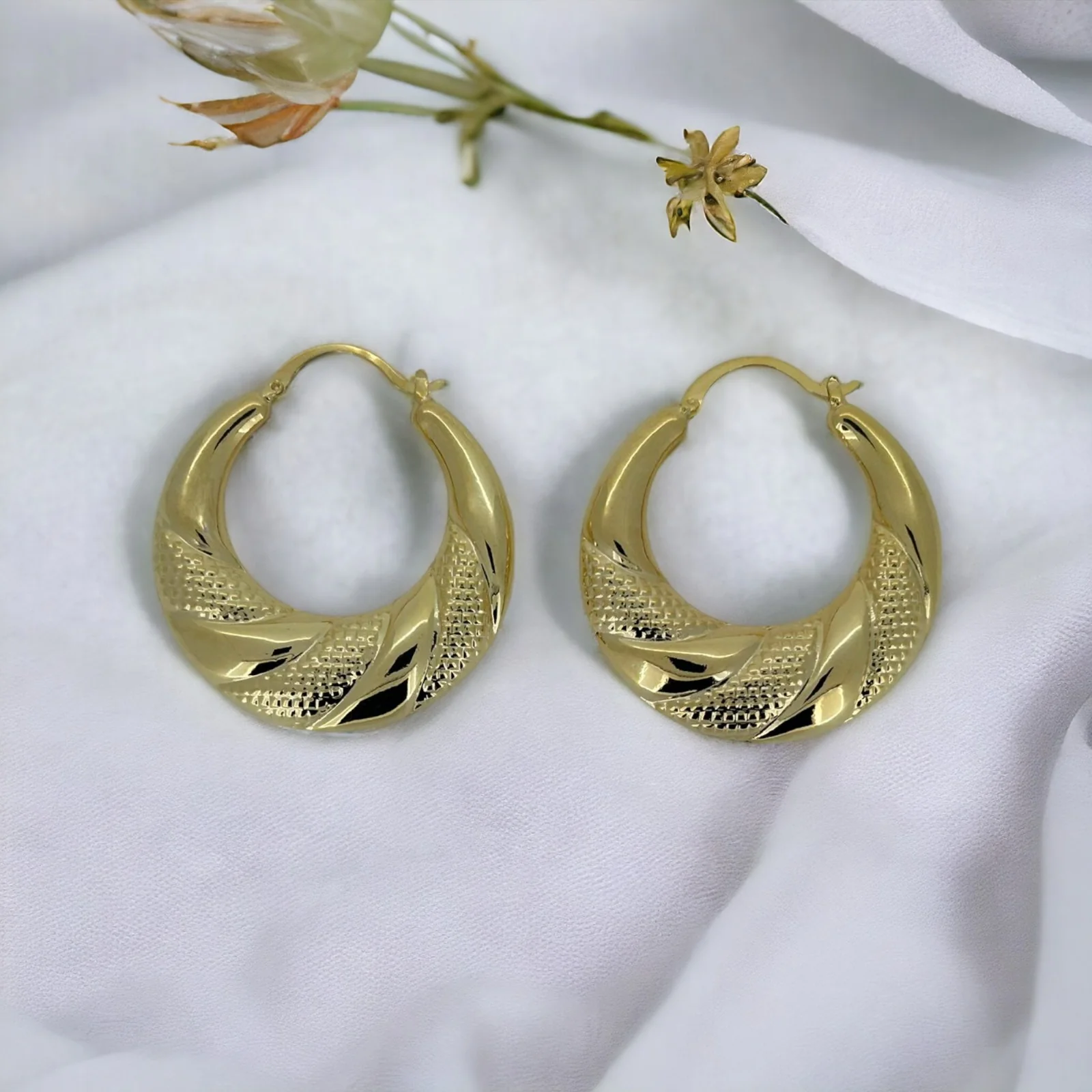 50mm Gold Round Gypsy Hoop Lightweight Earrings - Image 7