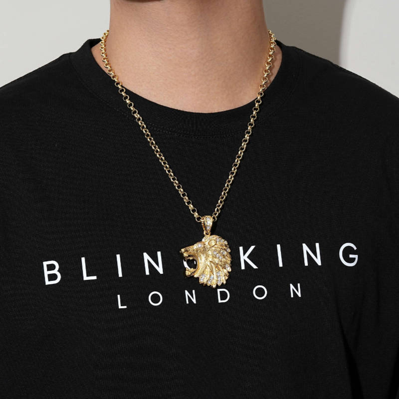 Gold Lion Head Pendant Necklace - Image 2