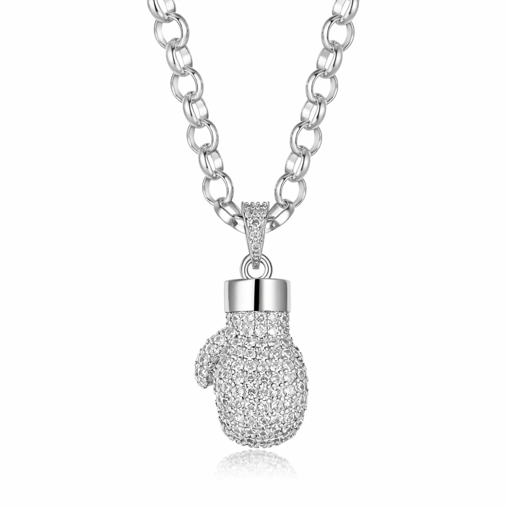 Silver Boxing Glove Pendant Necklace 22inches - Image 2