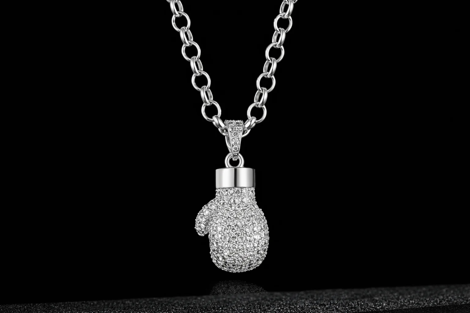 Silver Boxing Glove Pendant Necklace 22inches - Image 3