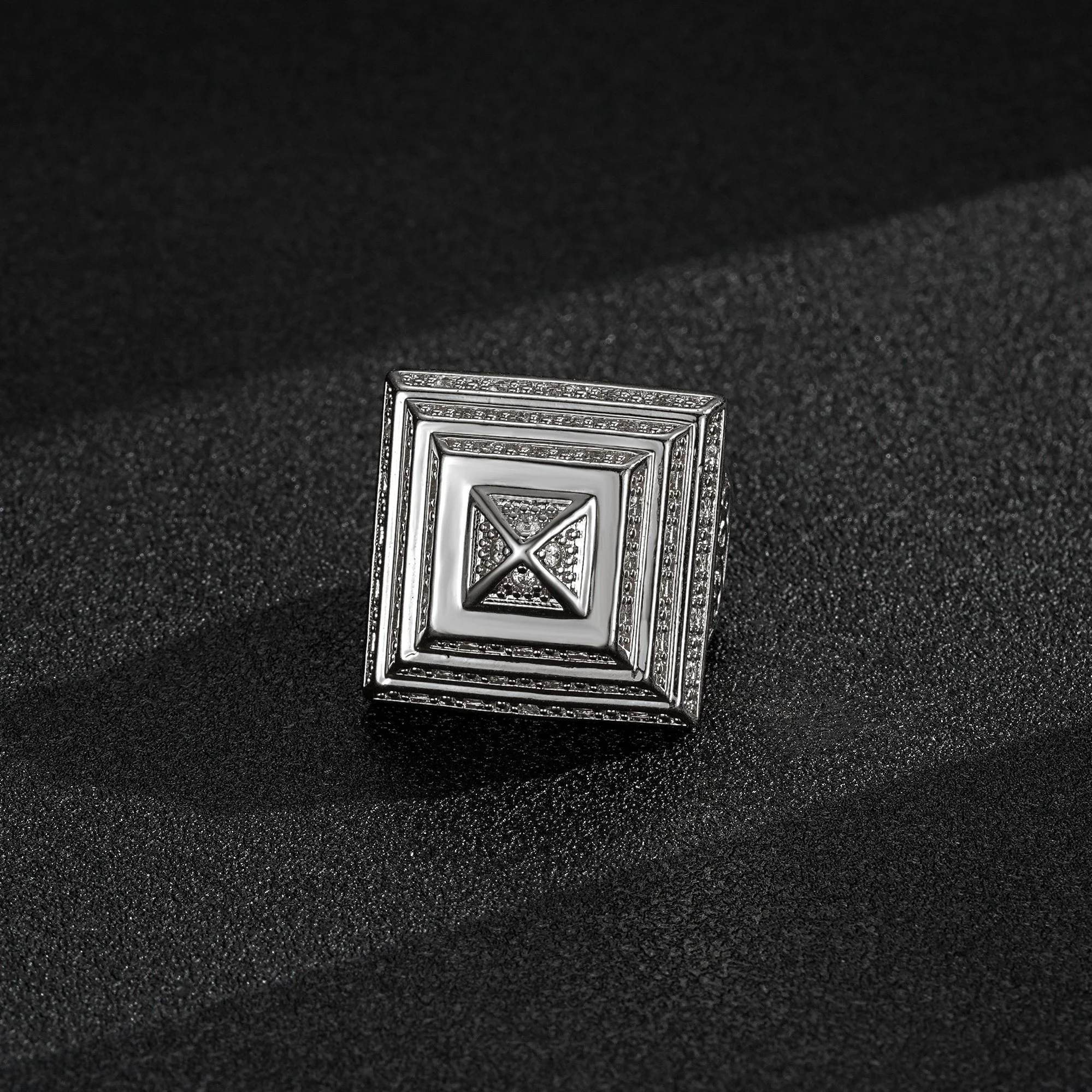 Silver Pyramid Ring with Stones XXL - Image 2