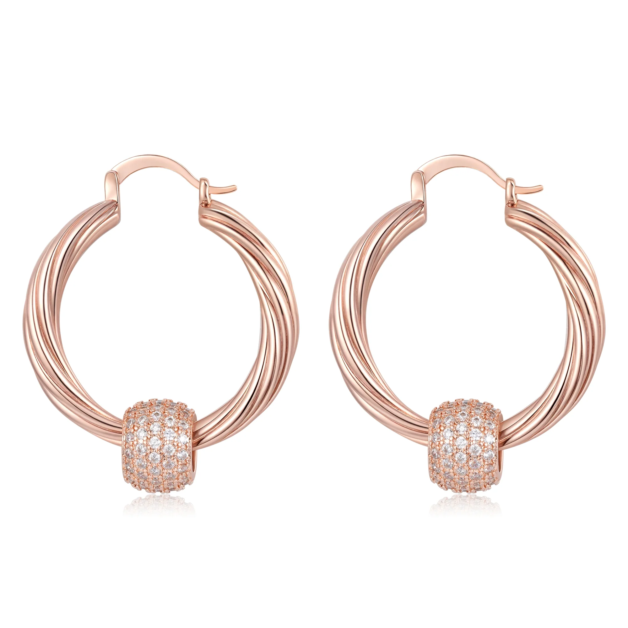 Rose Gold Disco Ball Hoop Earrings - Image 4