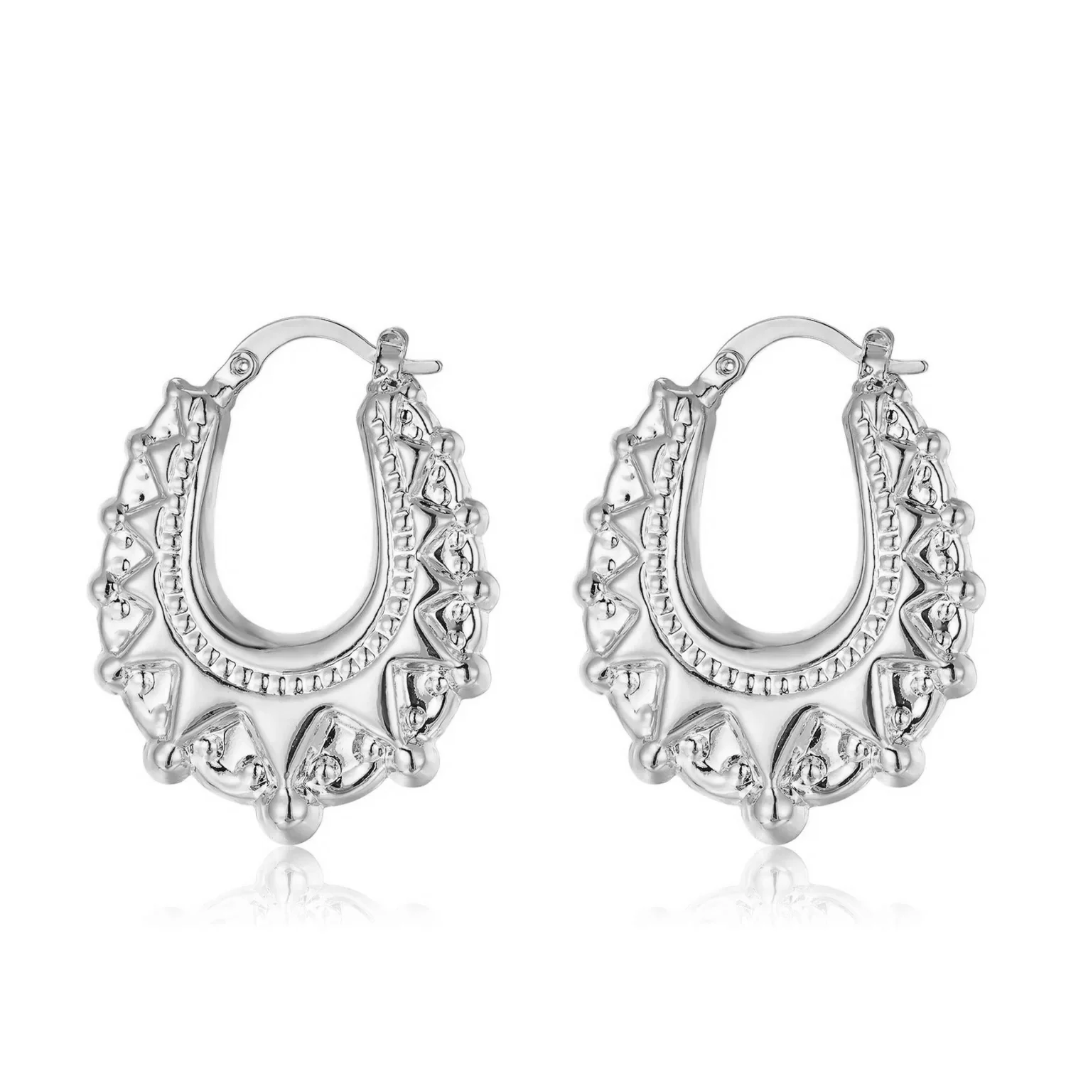 Silver 30mm Oval Gypsy Creole Earrings - Image 2