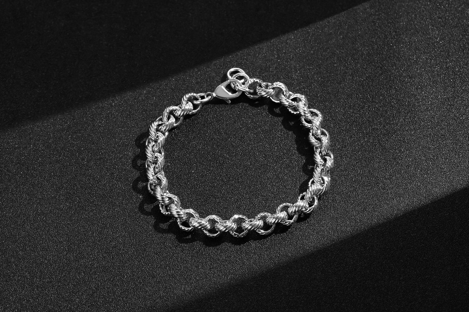 Silver Filled 9mm Lined Pattern Belcher Bracelet 8inches For Men & Women