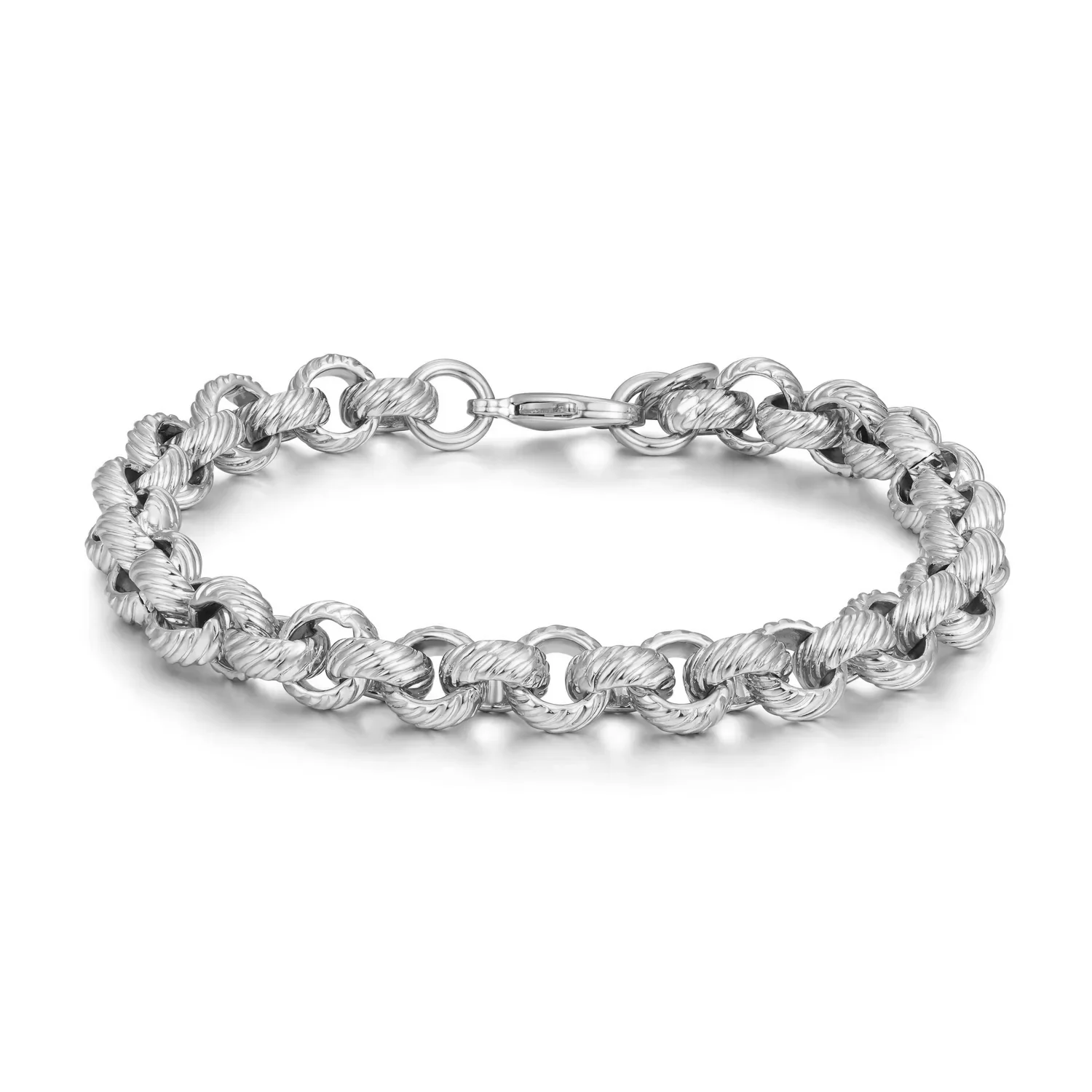Silver Filled 9mm Lined Pattern Belcher Bracelet 8inches For Men & Women - Image 2