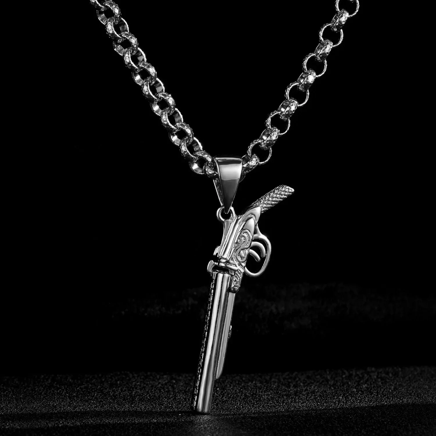 Silver Filled Double Barrel Shotgun Pendant 24 Inch - Image 2