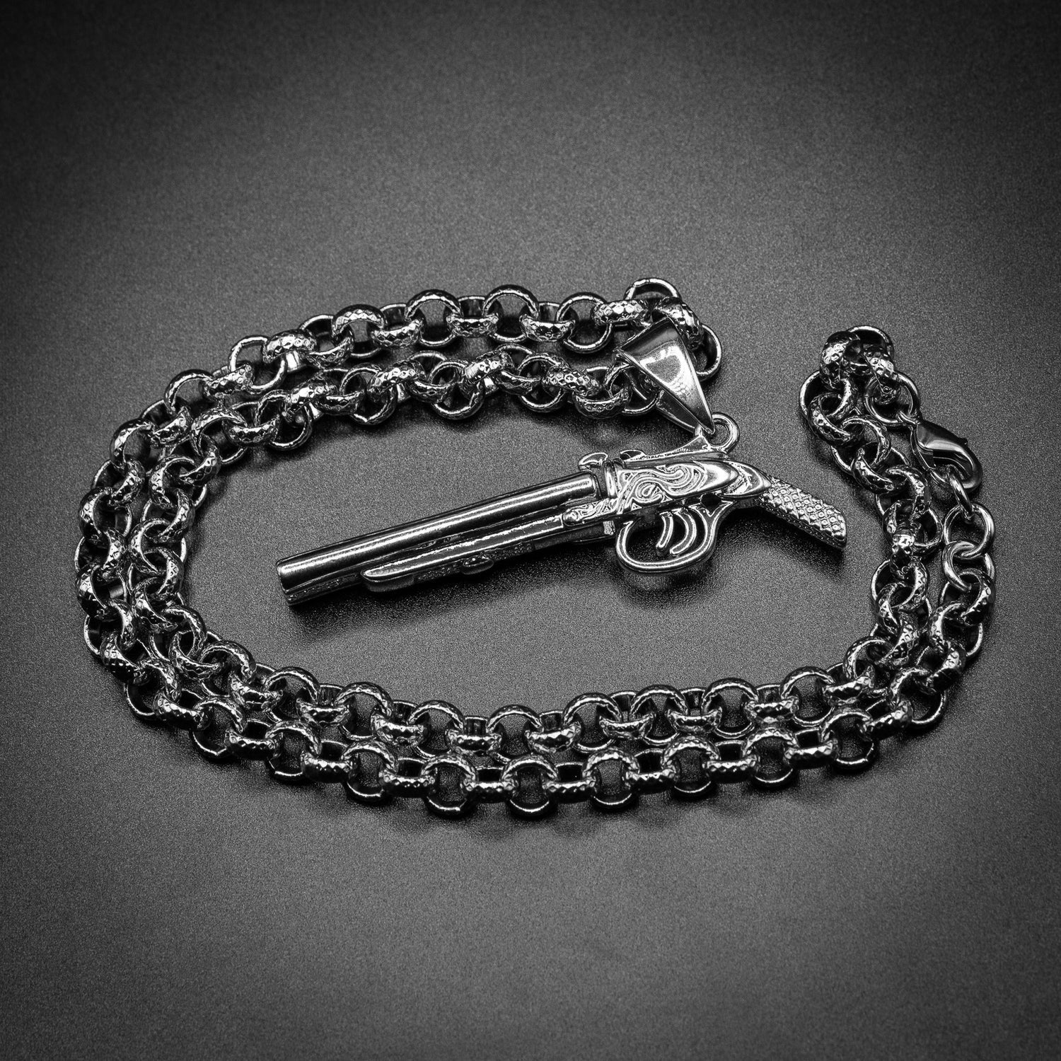 Silver Filled Double Barrel Shotgun Pendant 24 Inch - Image 3