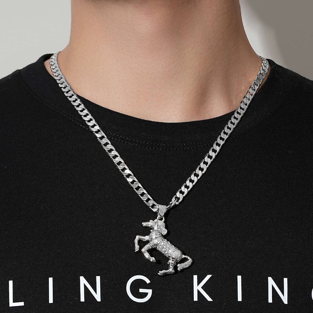 Silver Horse Pendant Necklace 24inches - Image 3