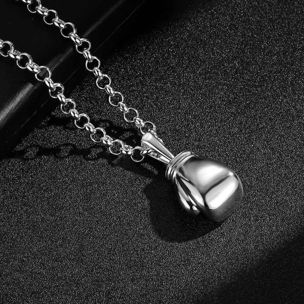 Silver Large Boxing Glove Pendant Necklace 24 Inches 7mm Belcher Chain 77g Statement Jewellery - Image 5