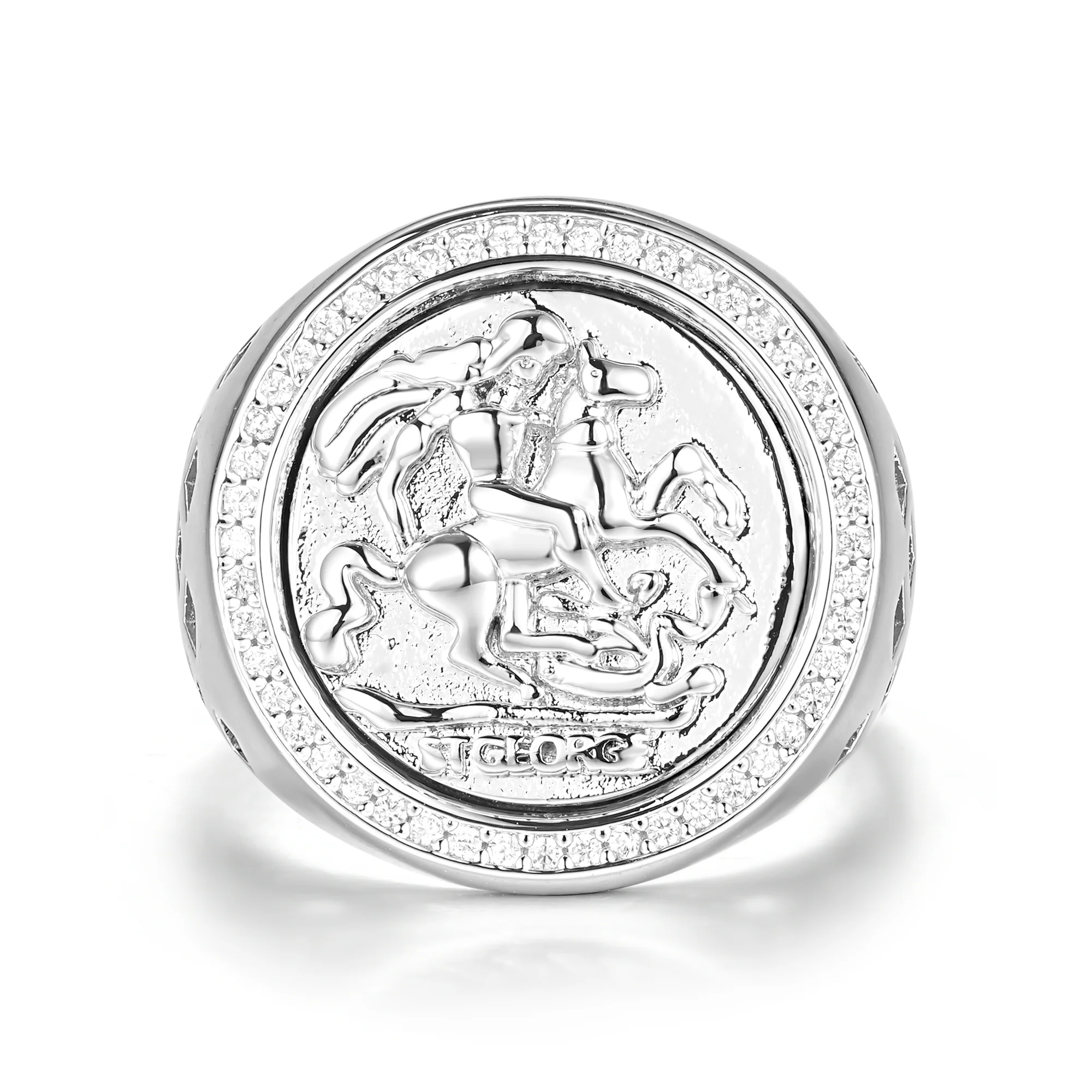 Silver St George Sovereign Ring