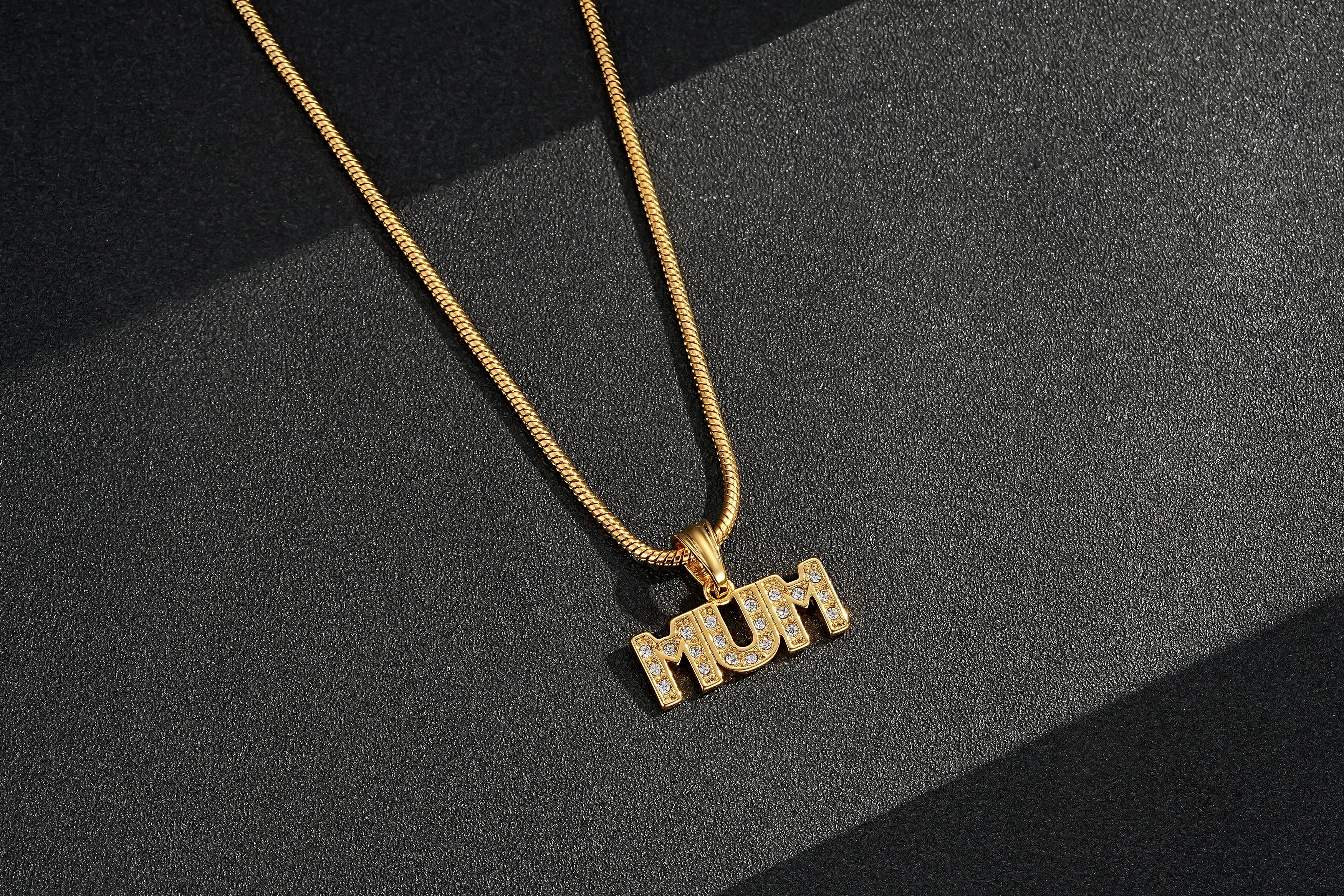 Gold Diamond MUM Pendant Necklace 22inches - Image 2
