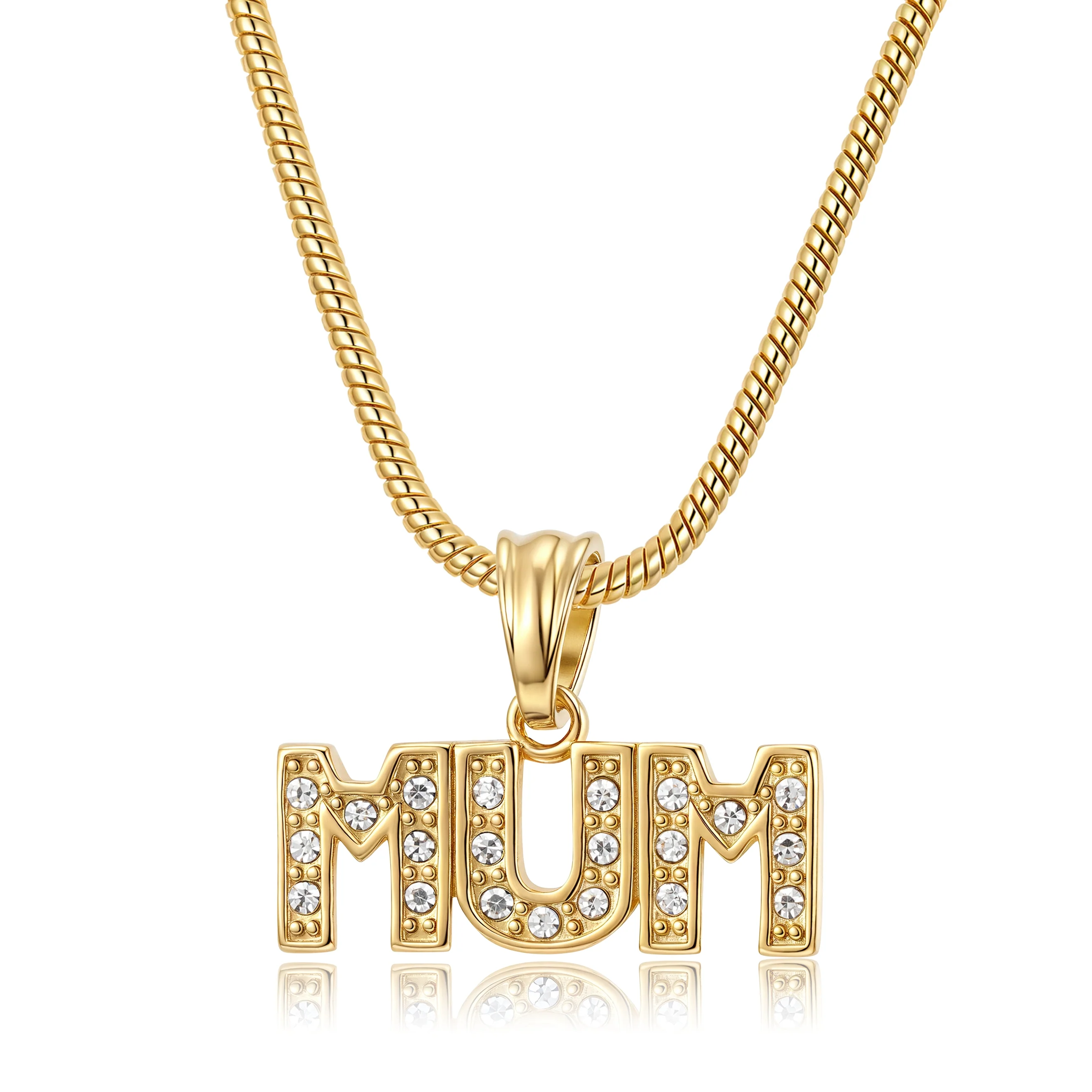 Gold Diamond MUM Pendant Necklace 22inches - Image 3