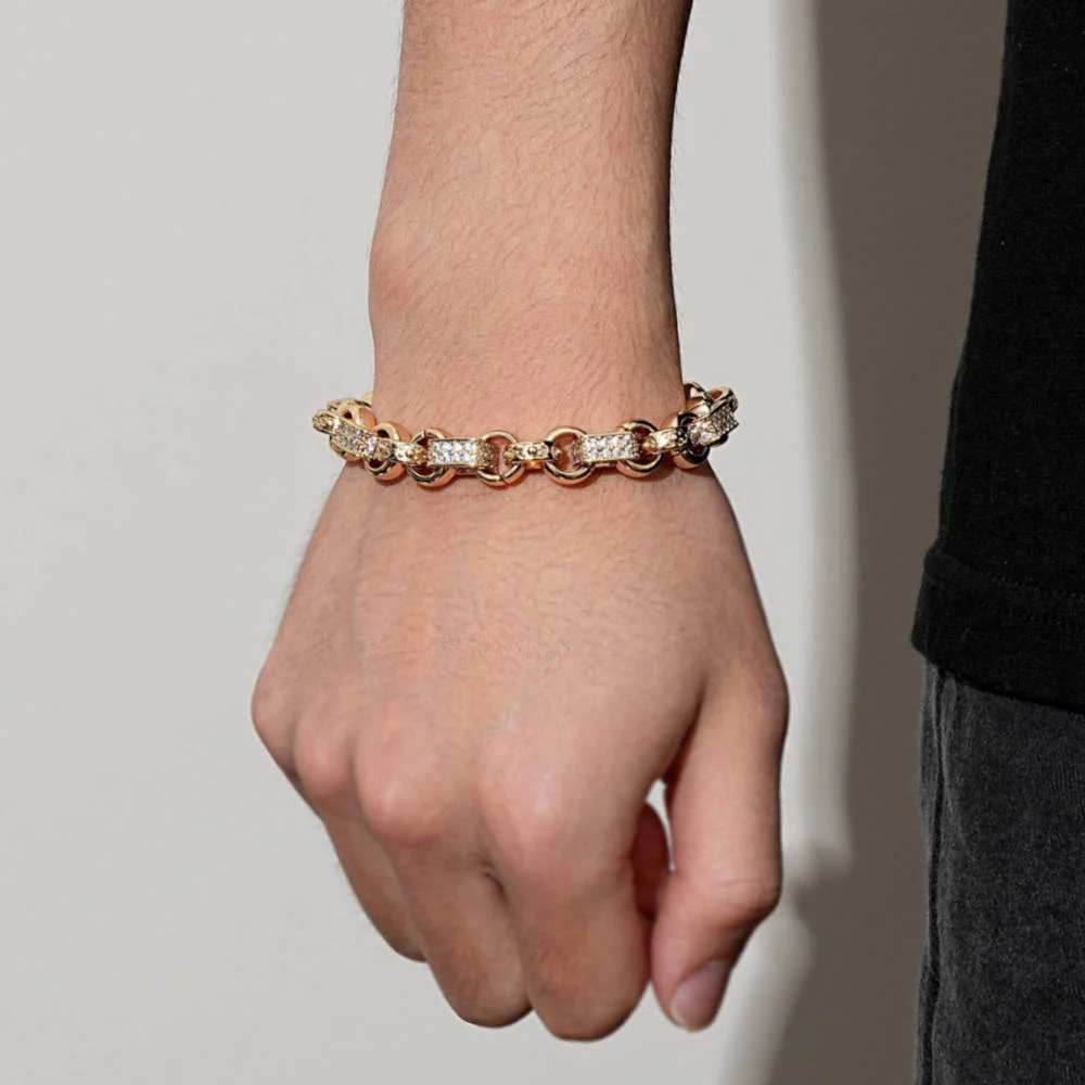New 10mm Gold Gypsy Belcher Bracelet 7.5 Inch with Albert Clasp - Image 3
