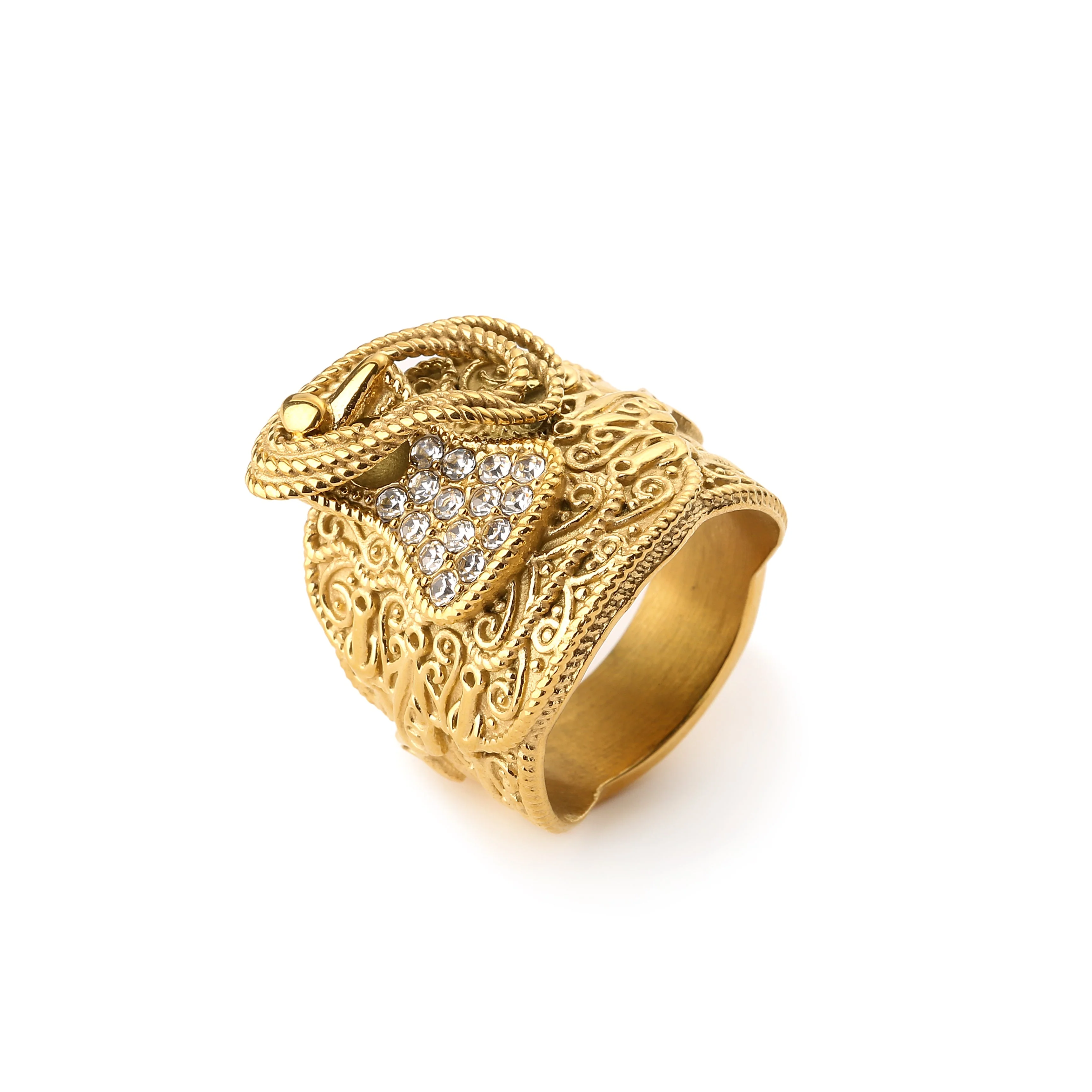 Gold Waterproof Saddle Ring Stones Sized - Image 5