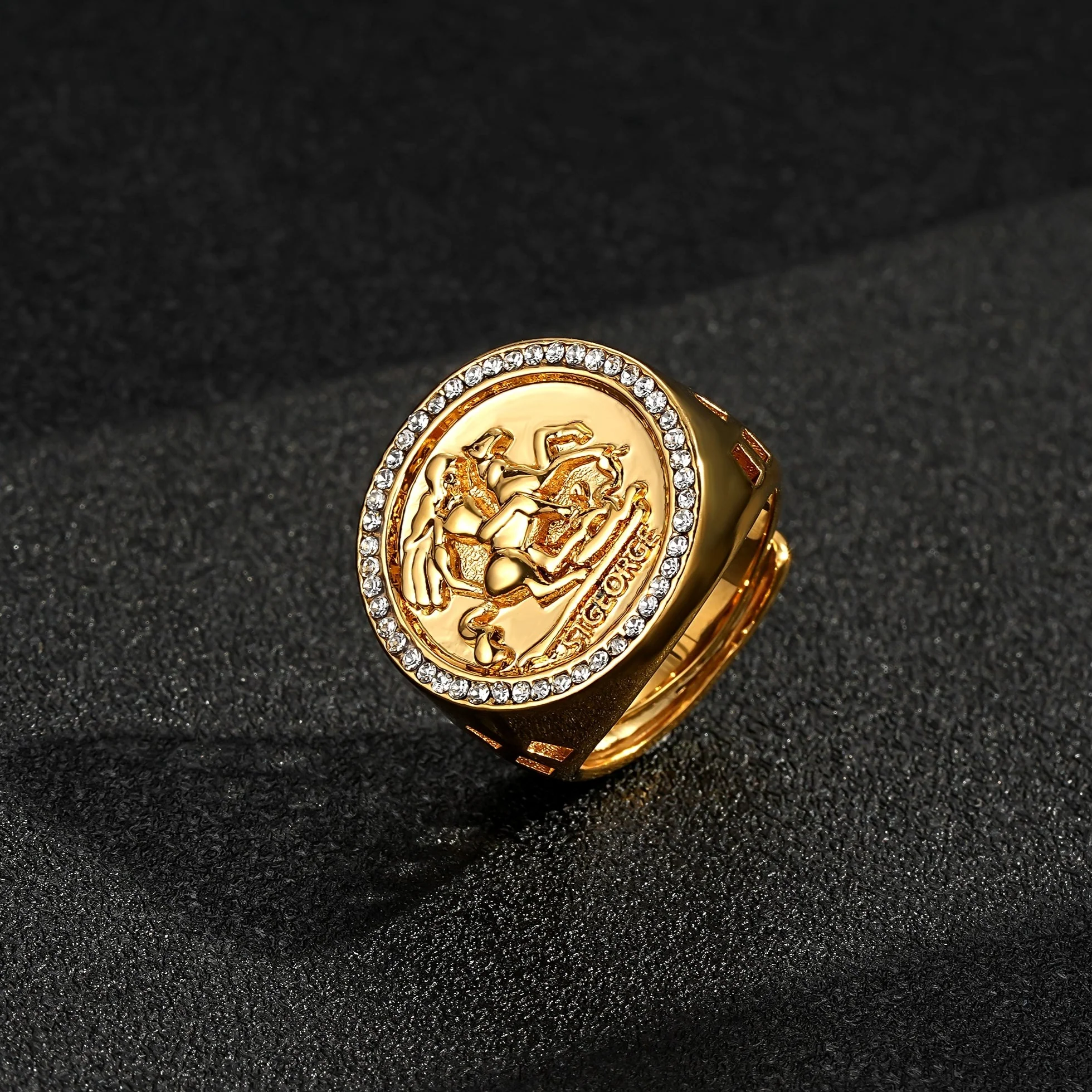 Gold St George Sovereign Ring with Stones - Image 3