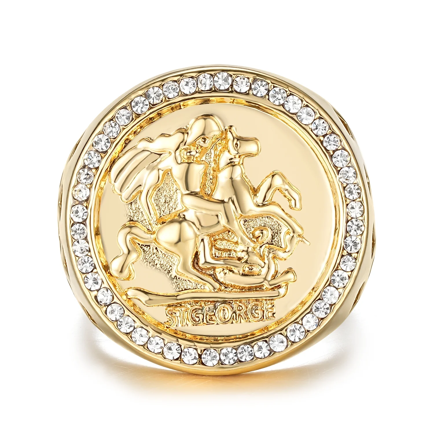 Gold St George Sovereign Ring with Stones - Image 4