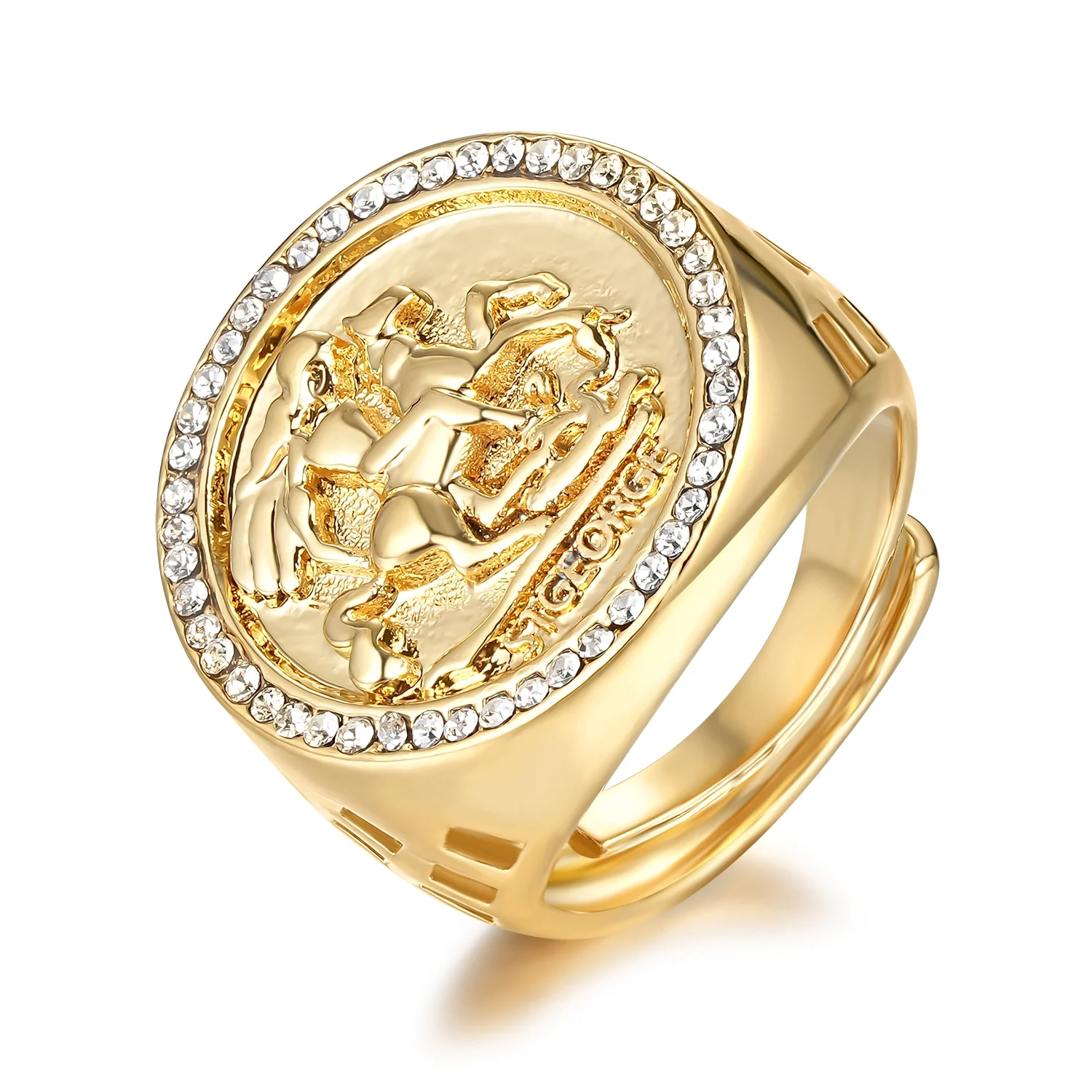 Gold St George Sovereign Ring with Stones - Image 5